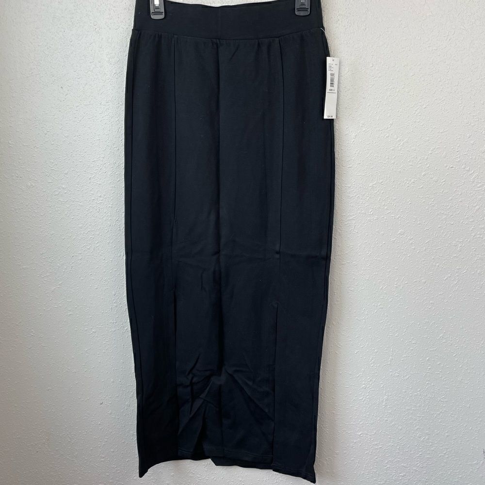 NWT Passports Womens Long Black Skirt with Two Slits in the front Size S